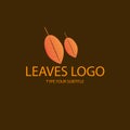 Simple yellew colour 2 leaves logo Royalty Free Stock Photo