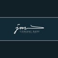 Initial Letter JM Logo - Handwritten Signature Style Logo