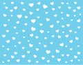 Blue background vector illustration There are white hearts of different sizes floating all over the floor, perfect for backgrounds