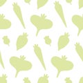 Healthy food seamless pattern. Vegetarian vegetables. Cute green silhouettes of veggies.