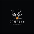 Deer head glass brewery logo template. beer emblem with deer logo design Vector label badge retro hipster Royalty Free Stock Photo