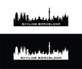 Barcelona skyline horizontal banner Black silhouette of barcelona Vector template