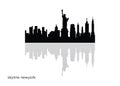 New York skyline horizontal banner Black silhouette of New York Vector template Royalty Free Stock Photo