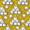 Seamless pattern for Christmas - Funny toilet paper christmas tree. Royalty Free Stock Photo