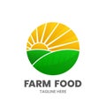 Farm Food logo template. Abstract sun and leaves in a circle shape. Royalty Free Stock Photo