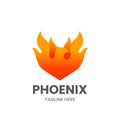 Phoenix logo template. Abstract bird made of flame.