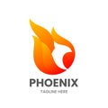 Phoenix logo template. Abstract bird made of fire.