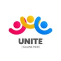 Unite logo template. Abstract group of people are holding their hands. Royalty Free Stock Photo