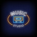 Music Studio Neon Signs Style Text Vector Royalty Free Stock Photo