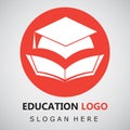 Education graduate hat book store library school collage university educational success logo vector.