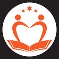 Bright love educational success book library university school logo vector design.