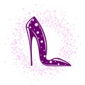 Stiletto shoe fashion logo. Purple color.