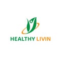 Healthy living - Leaf and healty man shillouette