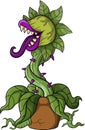 Cartoon scary carnivorous plant on white background