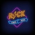 Rock Cafe Bar Neon Signs Style Text Vector