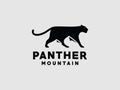 Minimal Panther with mountain logo for sale. The design conveys strength, strong, elegant, luxury, timeless, solid, trust and prof