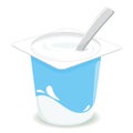 Yogurt container with spoon. Vector illustration