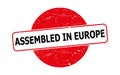 Assembled in europe stamp on white