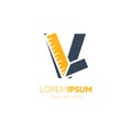 Letter V Ruler Logo Design Vector Graphic Icon Royalty Free Stock Photo