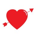 Vector illustration heart with red arrow white background Royalty Free Stock Photo