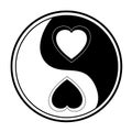 Illustration vector two hearts yin yang symbol white background Royalty Free Stock Photo