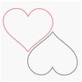 Illustration of a vector heart in two colors alternating with a dotted line on a white background. Royalty Free Stock Photo
