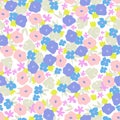 Vector cute retro color contemporary small flower illustration seamless repeat ditsy pattern