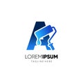 Letter A Paint Roller Logo Design Vector Graphic Icon Royalty Free Stock Photo