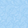 Winter blue background. Seamless pattern with icy frosty ornament. Royalty Free Stock Photo