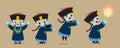 Cartoon chinese zombie Jiangshi, chinese ghost.