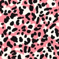 Abstract leopard pattern. Trendy seamless vector print. Animal texture. Black spots on pink background. Cheetah skin Royalty Free Stock Photo