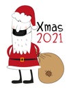 Xmas 2021 - Santa Claus in face mask. Royalty Free Stock Photo