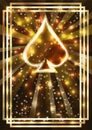 Poker card spades, casino banner, vector