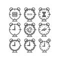 Time clock line icons  Alarm and Smartwatch Royalty Free Stock Photo