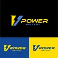 Logo Battery Automotive. Logo Letter V Power Battery