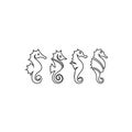 Seahorse icon line set ocean life