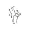 hand drawn doodle element for Halloween. magic outline mushrooms. isolated vector illustration