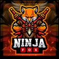 Ninja fox mascot. esports logo design