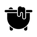 Cauldron Solid Style Icon. Halloween Themed Icon.