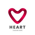 Heart logo design template. Abstract heart made of ribbon.