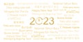 Happy New Year 2023 in different languages word cloud greeting card concept. Happy New Year 2023 in many different langua