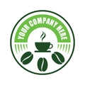 coffee company logo, with cup and coffee bean icon