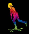 Skateboard Player Extreme Sport Skateboarder Action Cartoon Graphic Vector Royalty Free Stock Photo