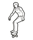 Skateboard Player Extreme Sport Skateboarder Action Cartoon Graphic Vector Royalty Free Stock Photo