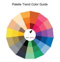 Color wheel. Trend fashion color Guide Palette 2022 and 2023. Complementary colors are opposite each other. Vector graphic illustr Royalty Free Stock Photo