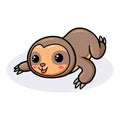 Cute baby sloth cartoon laying down