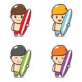 Cute surfing boy cartoon vector illustratio Royalty Free Stock Photo