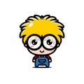 Cute geeky boy cartoon character with glasses