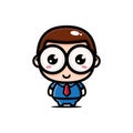 Cute geeky boy cartoon character with glasses