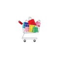 Shopping cart with paper bag concept Royalty Free Stock Photo